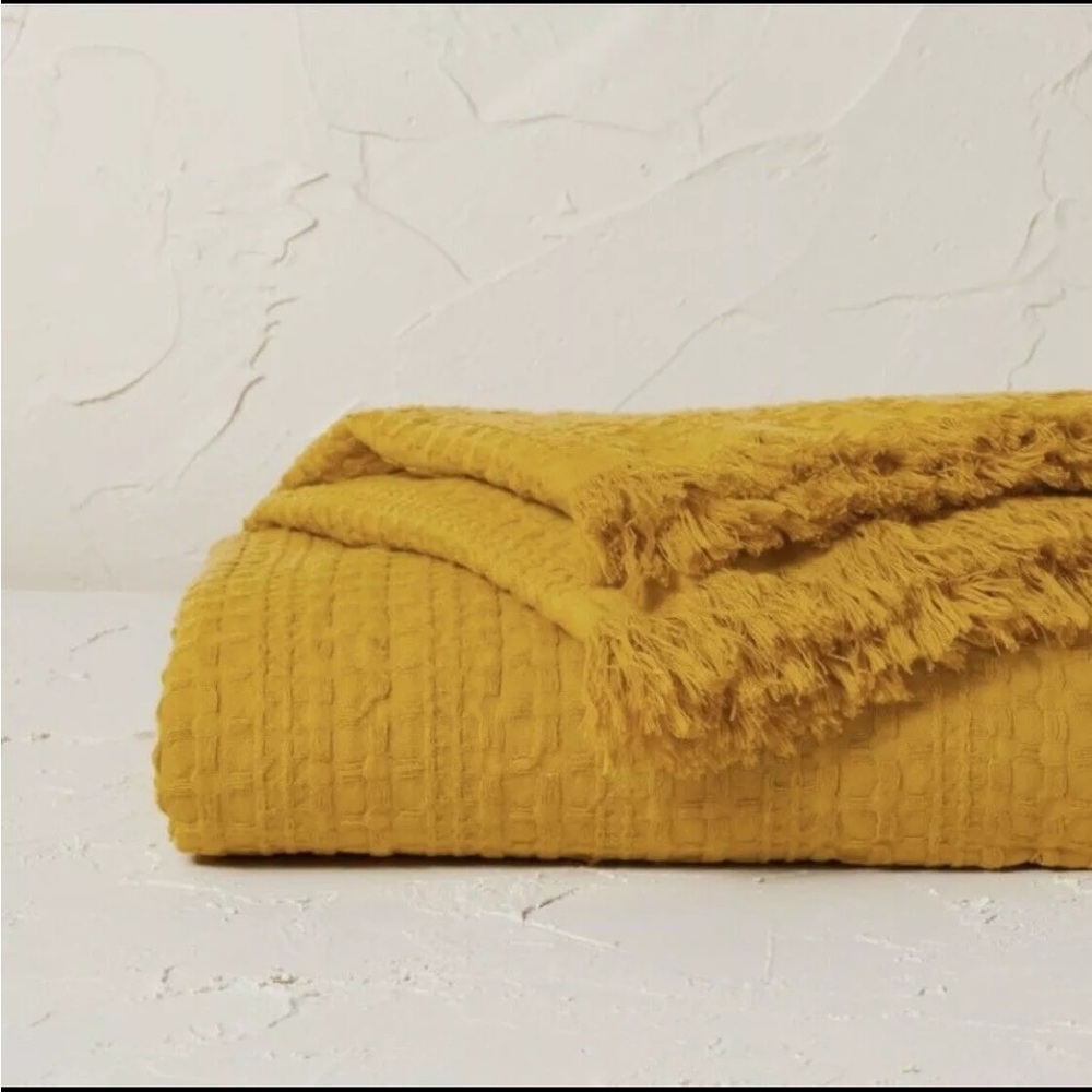 Sold Out Opalhouse designed with Jungalow™ Waffle Weave Bed Throw Yellow NWT